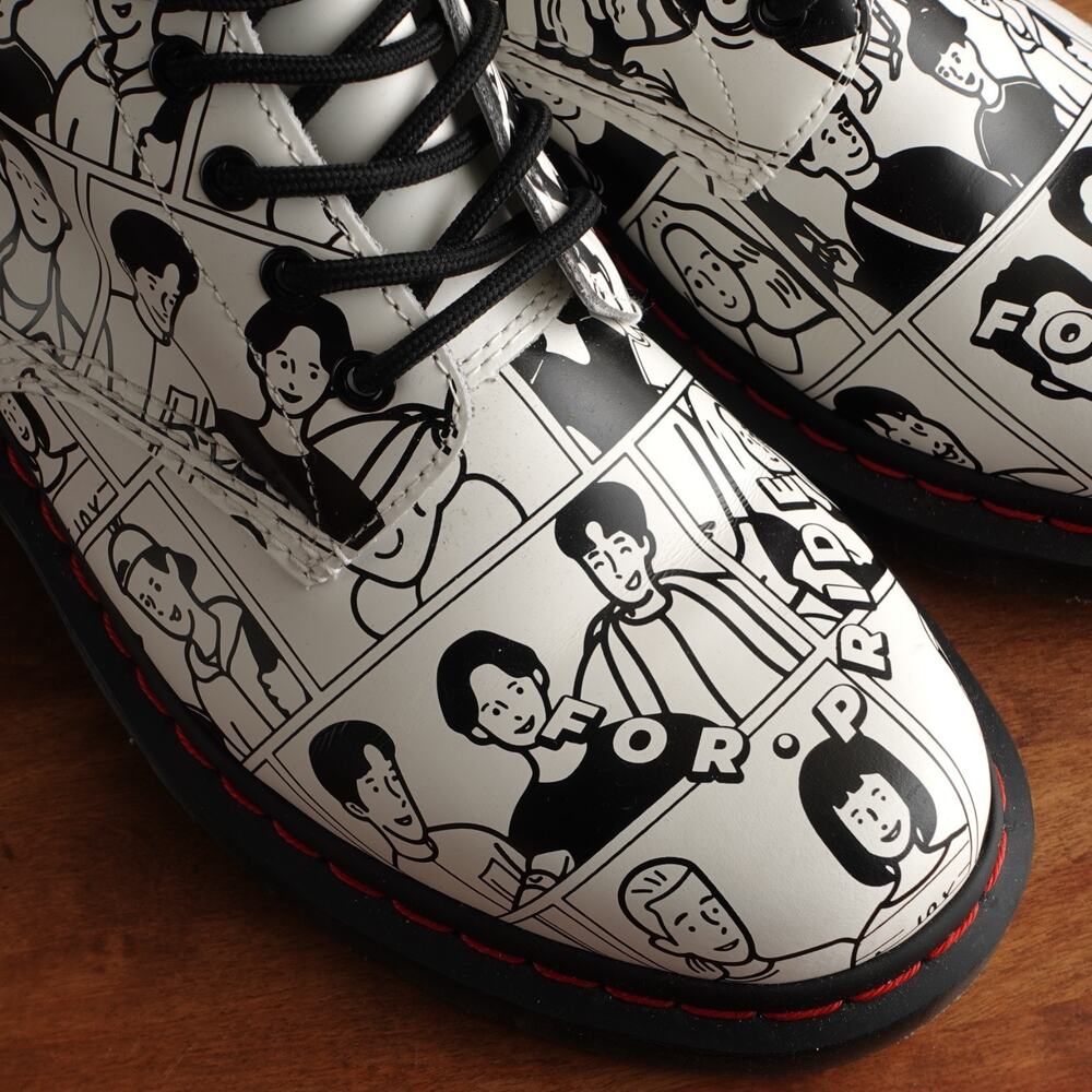 Dr. Martens Boots Unisex SZ M9 W10 BLK White 1460 Fuyuki Kanai For Pride Combat - Picture 4 of 16